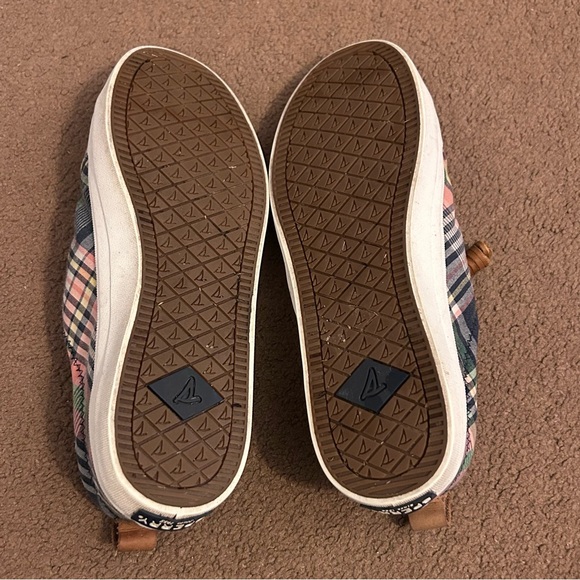 7.5 Sperry Crest Vibe Women’s Plaid Shoes Blue & Pink - Picture 7 of 7
